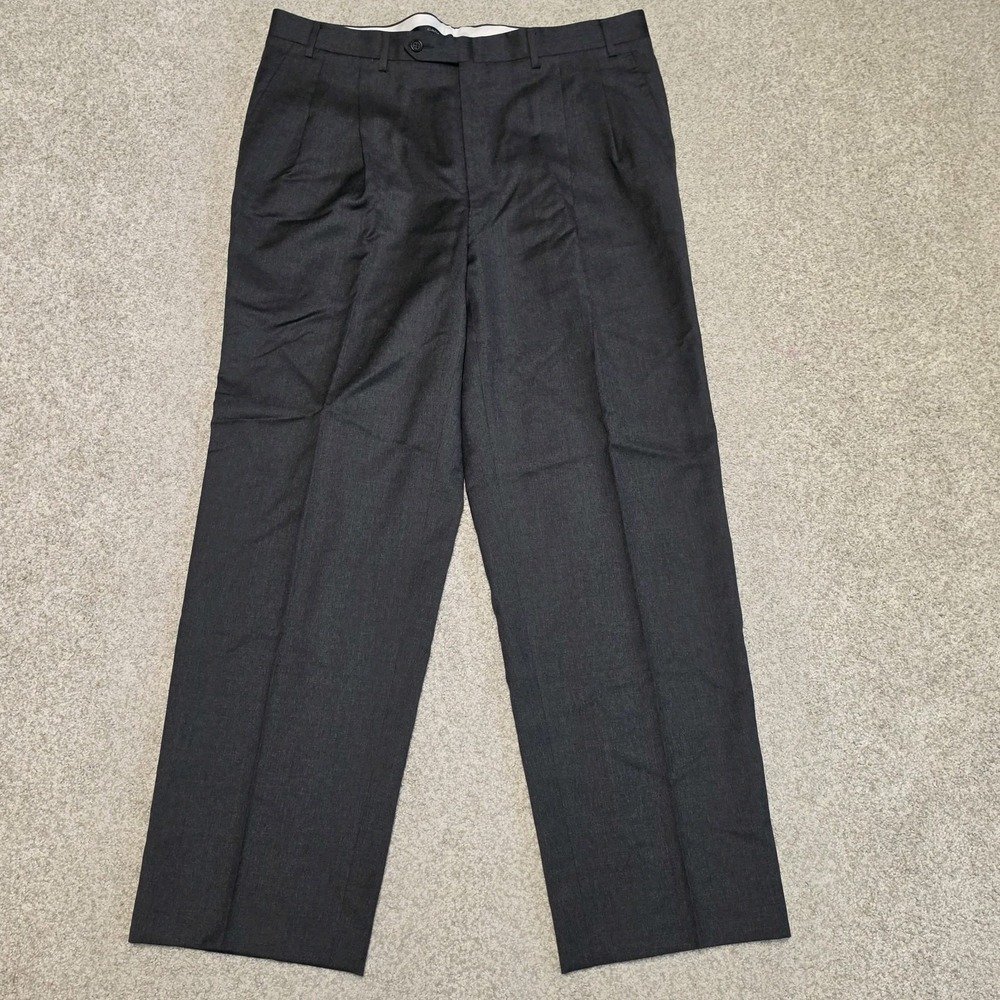 Canali Mens Gray 100% Wool Dress Pants Made Italy Flat Front Trousers 36x30